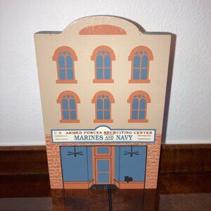 The Cat's Meow Series XI Marines and Navy Recruiting 1993 Wooden Shelf Sitter